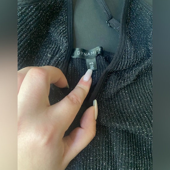 DYNAMITE Bodysuit- sparkly black - Picture 3 of 3